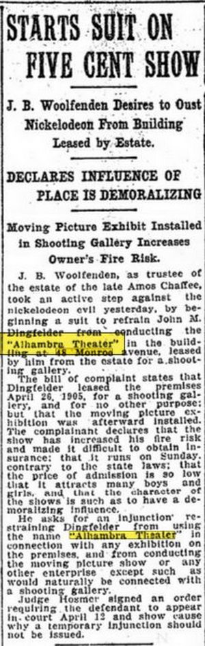 Palace Theatre (Alhambra Theater) - Apr 1909 Article